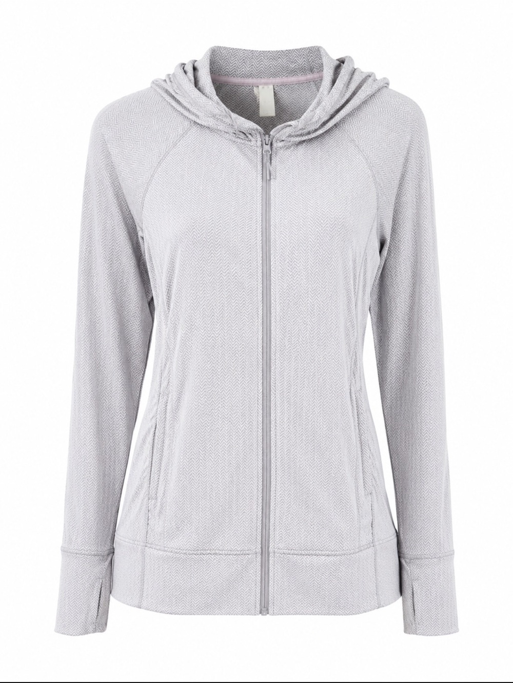 Mondetta Light Gray Chevron Zip-Up Utility Jacket - Picture 2 of 3